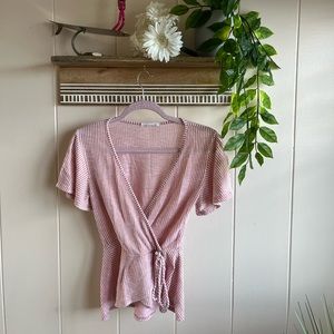Caution To The Wind pink striped blouse